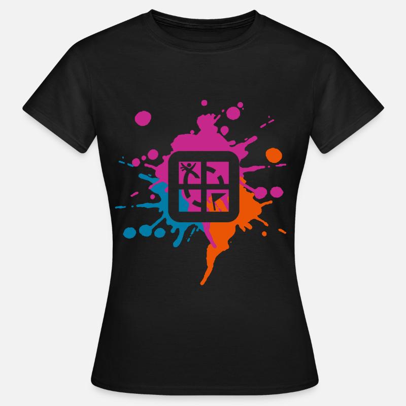 Geocaching Farbiger Klecks - Frauen T-Shirt - Schwarz