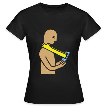 Tête de smartphone bâillonnement - T-shirt Femme - noir - Devant - AI Model Female 172 dark (172cm)