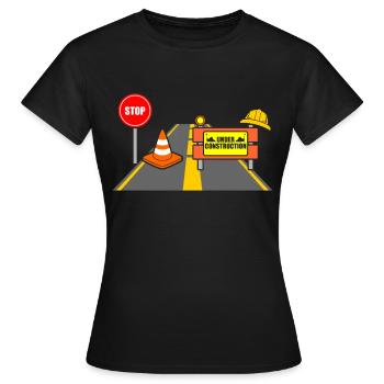 construction site - Women's T-Shirt - black - Front - AI Model Female 172 dark (172cm)