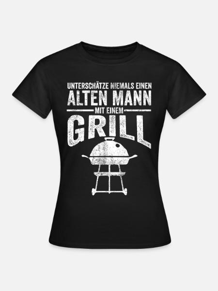 Grillen Alter Mann - Frauen T-Shirt - Schwarz
