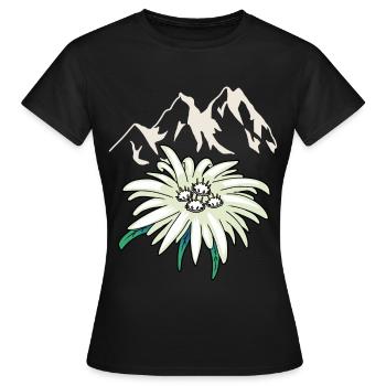 Mountains Mountains Peaks Edelweiss Blume Tirol Alm - Women's T-Shirt - black - Front - AI Model Female 172 dark (172cm)