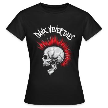 Punk Rock Punk Music Retro Punks Punk Never Dies - Women's T-Shirt - black - Front - AI Model Female 172 dark (172cm)