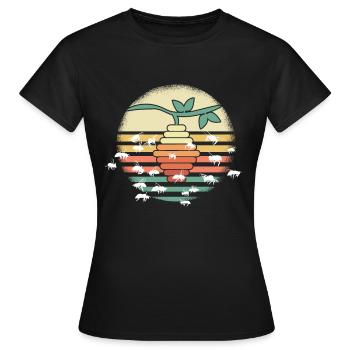 Bee swarm retro - Women's T-Shirt - black - Front - AI Model Female 172 dark (172cm)