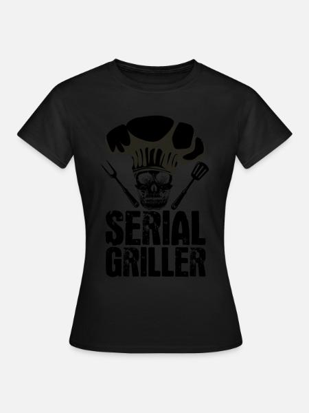 Serial Griller BBQ Distressed - Frauen T-Shirt - Schwarz