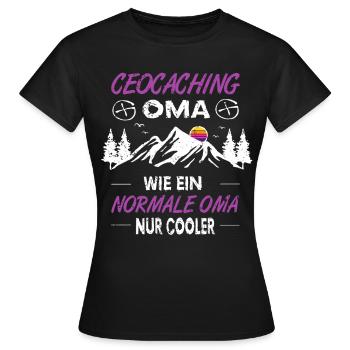 Geocacher Geocaching Oma Cache Geschenk - Frauen T-Shirt - Schwarz - Vorne - AI Model Female 172 dark (172cm)