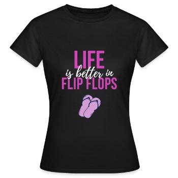 Flip Flops Leben - Frauen T-Shirt - Schwarz - Vorne - AI Model Female 172 dark (172cm)