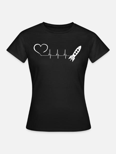 ROCKET EKG HEARTBEAT - Frauen T-Shirt - Schwarz