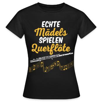 Echte Mädels Spielen Querflöte - Frauen T-Shirt - Schwarz - Vorne - AI Model Female 172 dark (172cm)