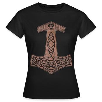 Hammer von Thor Mjölnir Kupfer Wikinger Geschenk - Frauen T-Shirt - Schwarz - Vorne - AI Model Female 172 dark (172cm)
