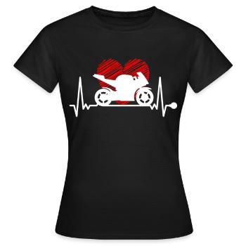 Herzschlag Motorrad Biker Bike Motorbike Puls EKG - Frauen T-Shirt - Schwarz - Vorne - AI Model Female 172 dark (172cm)
