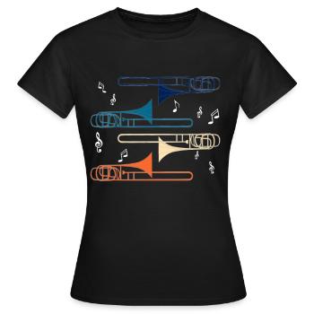 Posaune Trombone Volksmusik Geschenk - Frauen T-Shirt - Schwarz - Vorne - AI Model Female 172 dark (172cm)