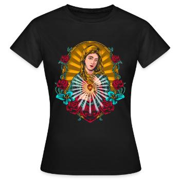 Heilige Madonna Glaube Kirche Schutzengel - Frauen T-Shirt - Schwarz - Vorne - AI Model Female 172 dark (172cm)