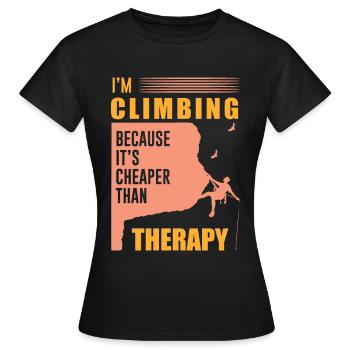 Klettern Freiklettern mit Karabiner Geschenk - Frauen T-Shirt - Schwarz - Vorne - AI Model Female 172 dark (172cm)