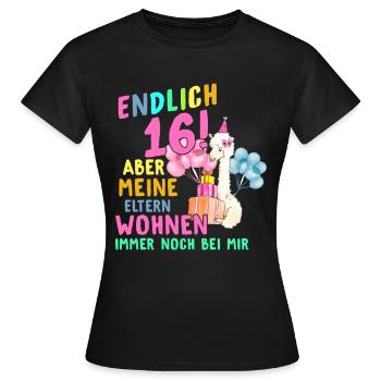 16. Geburtstag 16 Jahre Mädchen Jahrgang 2004 - Frauen T-Shirt - Schwarz - Vorne - AI Model Female 172 dark (172cm)
