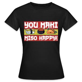 Sushi - Frauen T-Shirt - Schwarz - Vorne - AI Model Female 172 dark (172cm)