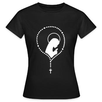 Motif d'église catholique avec nonne et chapelet - T-shirt Femme - noir - Devant - AI Model Female 172 dark (172cm)