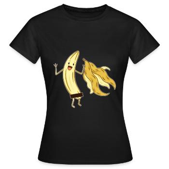 Lustige Banane mit zensierter Zone Nackt Spaß - Frauen T-Shirt - Schwarz - Vorne - AI Model Female 172 dark (172cm)