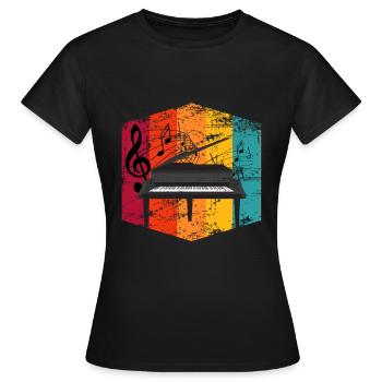 Klavier Piano Musizieren Geschenk - Frauen T-Shirt - Schwarz - Vorne - AI Model Female 172 dark (172cm)