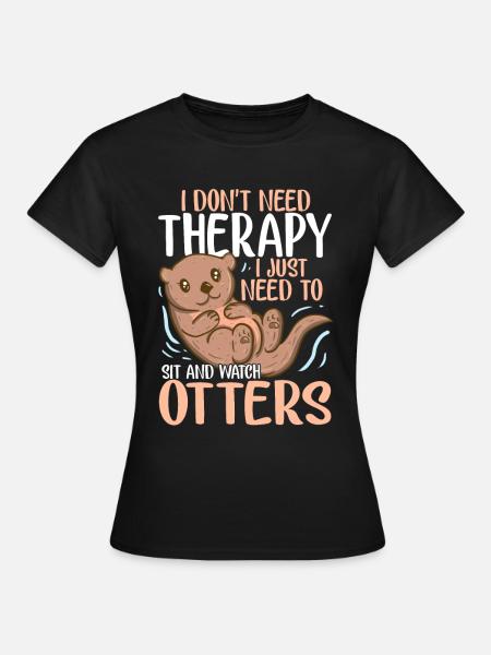 Otter Tier - Dame-T-shirt - sort