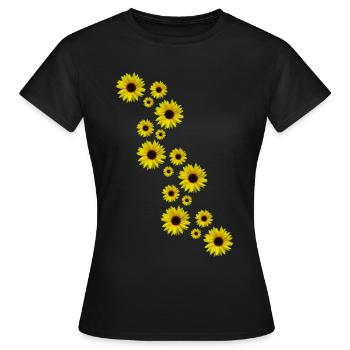 gelbe Sonnenblumen, Sonnenblume, Blumen, Blüten - Frauen T-Shirt - Schwarz - Vorne - AI Model Female 172 dark (172cm)