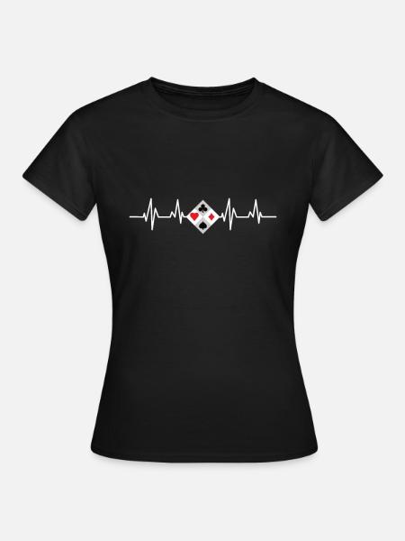 Herzschlag Doppelkopf - Frauen T-Shirt - Schwarz