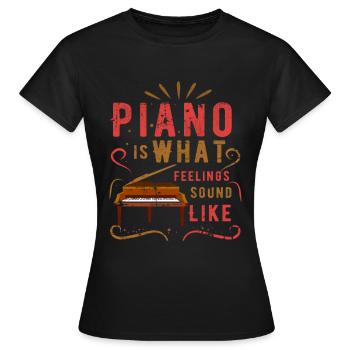 Klavier Piano Musizieren Geschenk - Frauen T-Shirt - Schwarz - Vorne - AI Model Female 172 dark (172cm)