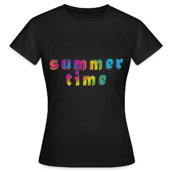 Summertime - heure d'été - T-shirt Femme - noir - Devant - AI Model Female 172 dark (172cm)