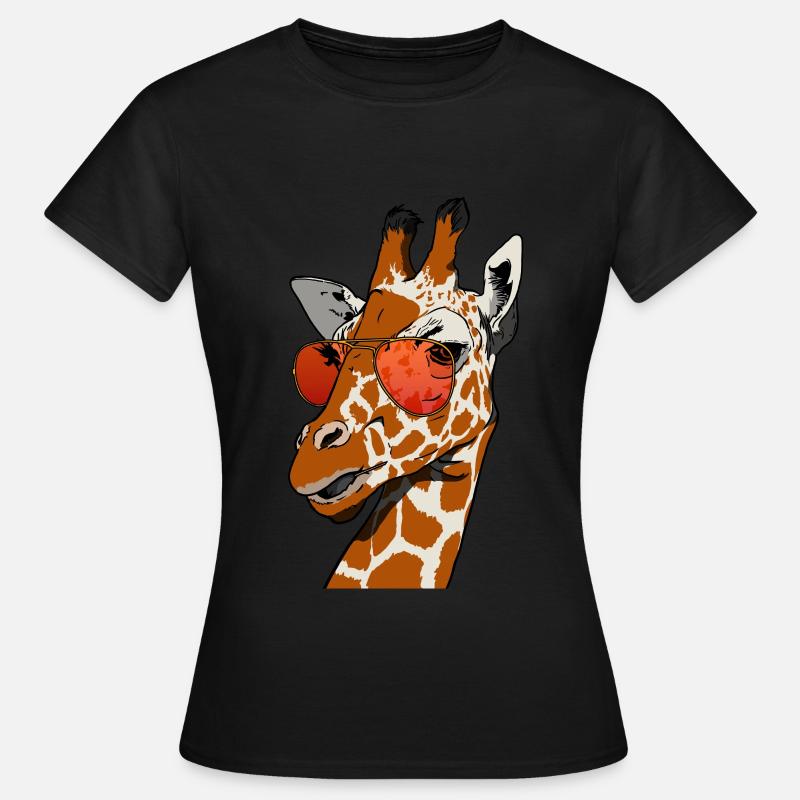 funny giraffe with sunglasses giraffe gift - Women's T-Shirt - black