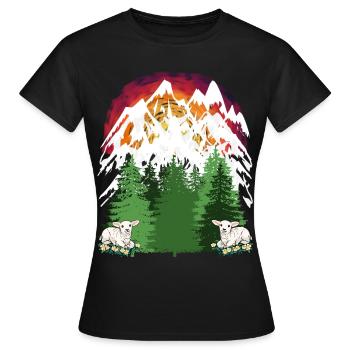 Moutons Chèvres Alpage Montagnes Alpes Vacances Tannen Alm - T-shirt Femme - noir - Devant - AI Model Female 172 dark (172cm)