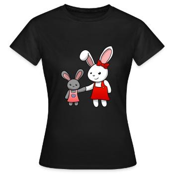 Lapin mignon lapins - T-shirt Femme - noir - Devant - AI Model Female 172 dark (172cm)
