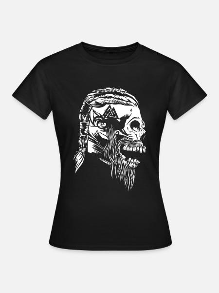 Wikinger Schädel mit Tattoos - Frauen T-Shirt - Schwarz