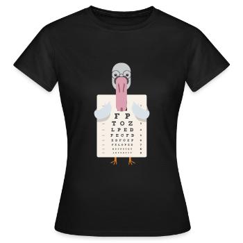 Schwan mit eye chart Augentest - Frauen T-Shirt - Schwarz - Vorne - AI Model Female 172 dark (172cm)