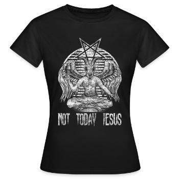 Pas aujourd'hui Jésus Baphomet Antéchrist occulte gothique - T-shirt Femme - noir - Devant - AI Model Female 172 dark (172cm)