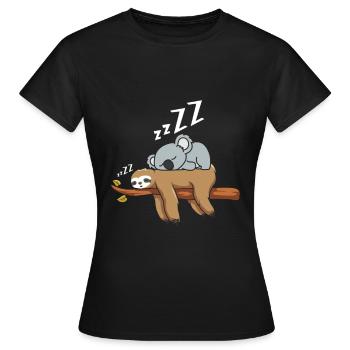 Lève-tard Paresseux fatigué avec koala endormi - T-shirt Femme - noir - Devant - AI Model Female 172 dark (172cm)