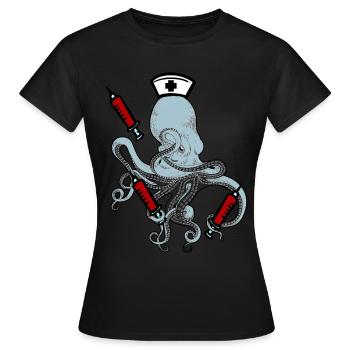 Nurse Octopus Horror Syringe Phobia Doctor - Women's T-Shirt - black - Front - AI Model Female 172 dark (172cm)