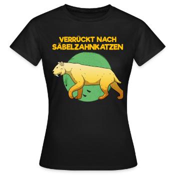 Säbelzahnkatze Säbelzahntiger Steinzeit Archäologe - Frauen T-Shirt - Schwarz - Vorne - AI Model Female 172 dark (172cm)