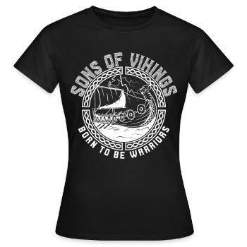 Sons Of Vikings Wikinger Raubzug Nordmänner Asgard - Frauen T-Shirt - Schwarz - Vorne - AI Model Female 172 dark (172cm)