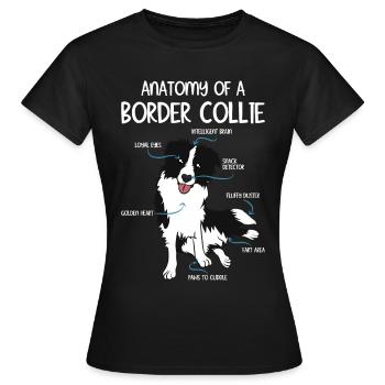 Chien de race border collie anatomie - T-shirt Femme - noir - Devant - AI Model Female 172 dark (172cm)