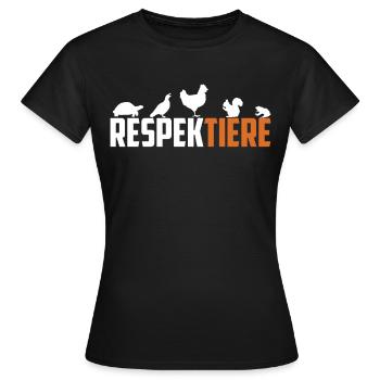 RESPEKTIERE Tierschutz Tierrechte - Frauen T-Shirt - Schwarz - Vorne - AI Model Female 172 dark (172cm)