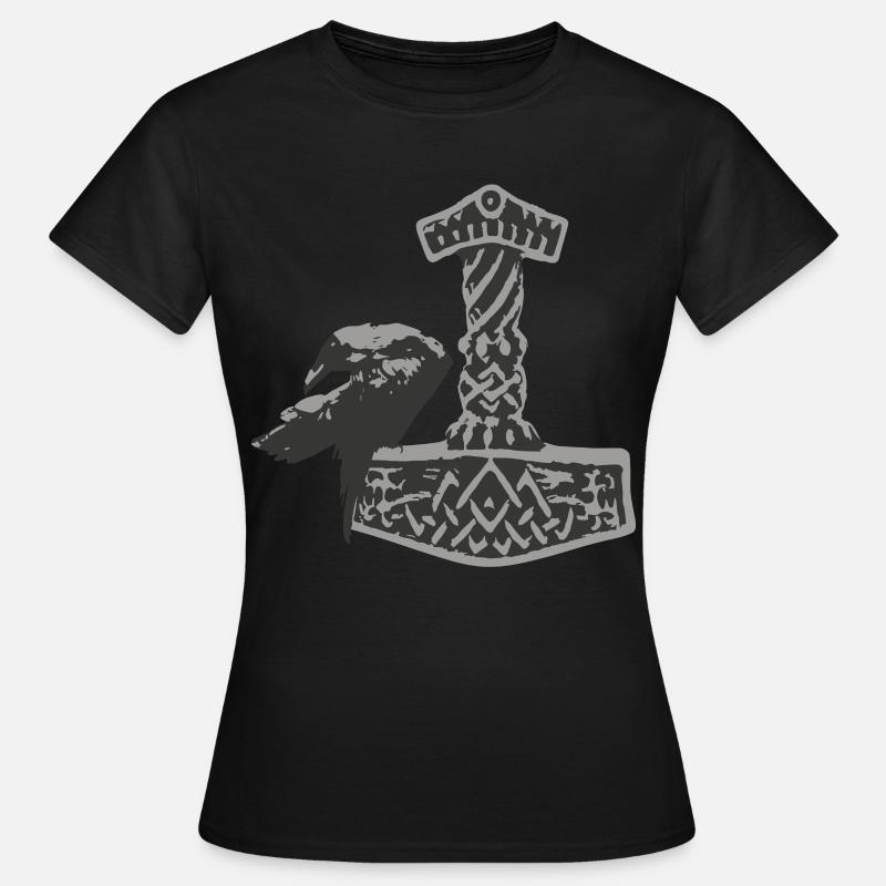 Thor Hammer Ravens Odin Midgard - Women's T-Shirt - black