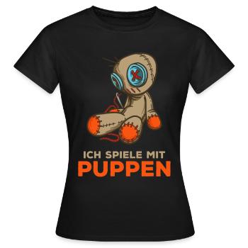 Je joue avec des poupées - poupée vaudou - sarcasme - T-shirt Femme - noir - Devant - AI Model Female 172 dark (172cm)