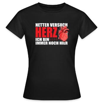 Lustiges Herzinfarkt Genesungsgeschenk - - Frauen T-Shirt - Schwarz - Vorne - AI Model Female 172 dark (172cm)