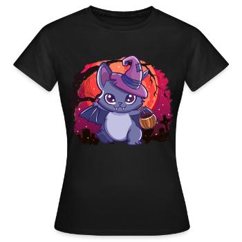 Chauve-souris vampire douce.Joli motif d'Halloween - T-shirt Femme - noir - Devant - AI Model Female 172 dark (172cm)