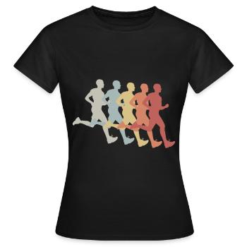 Marathon Vintage Laufen Jogging Geschenk Sprint - Frauen T-Shirt - Schwarz - Vorne - AI Model Female 172 dark (172cm)