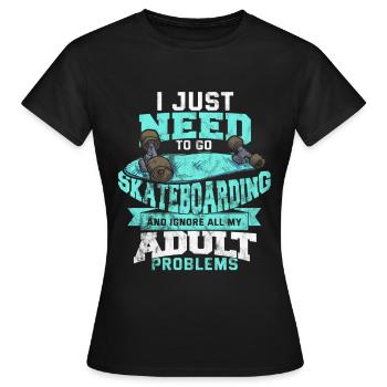 Tableau cadeau Skateboard Life Kickflip SK8ing - T-shirt Femme - noir - Devant - AI Model Female 172 dark (172cm)