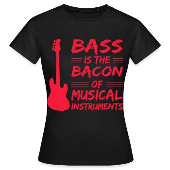 guitar gitarre bass bass gitarre musik heartbeat - Frauen T-Shirt - Schwarz - Vorne - AI Model Female 172 dark (172cm)
