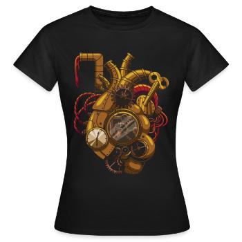 Steampunk Clockwork Coeur Vintage Victorien - T-shirt Femme - noir - Devant - AI Model Female 172 dark (172cm)