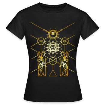Univers de la géométrie sacrée égyptienne - T-shirt Femme - noir - Devant - AI Model Female 172 dark (172cm)