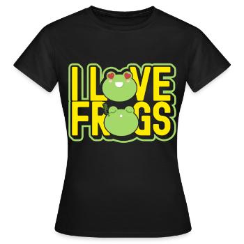 Ich liebe Frosch Kröte Kaulquappe Quak Lurch Tier - Frauen T-Shirt - Schwarz - Vorne - AI Model Female 172 dark (172cm)