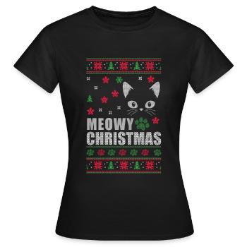 Chat de Noël laid Avent de Noël - T-shirt Femme - noir - Devant - AI Model Female 172 dark (172cm)
